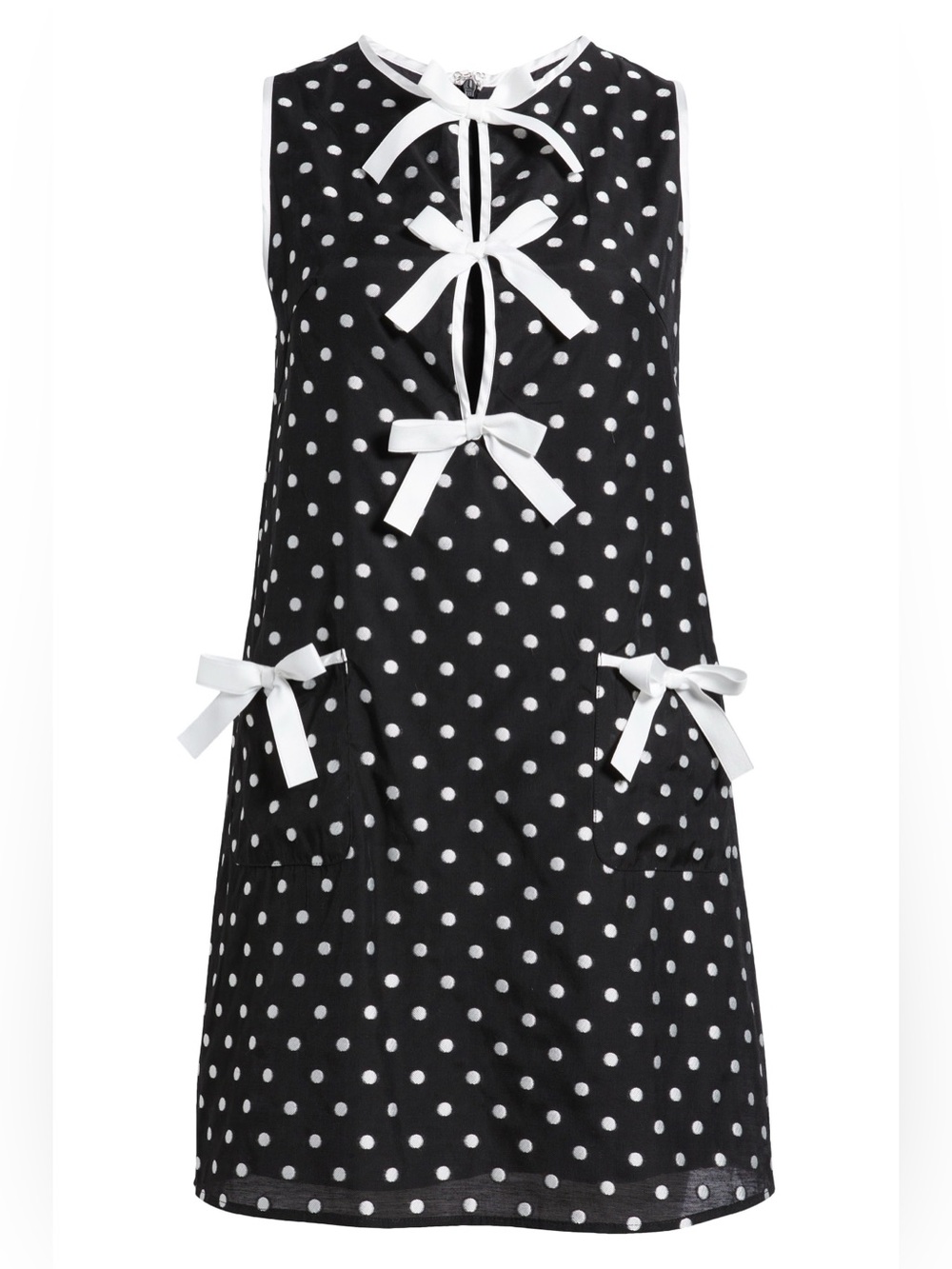 Sister Jane Contrast Bow Polka Dot Dress in Black White